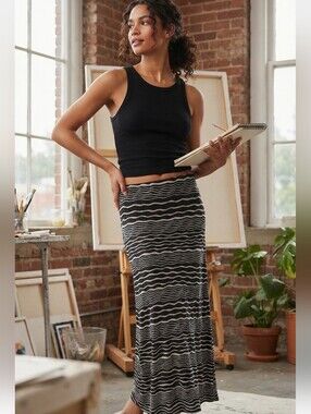 Coin 1804 Women's Striped Stretch Maxi Skirt Size Medium